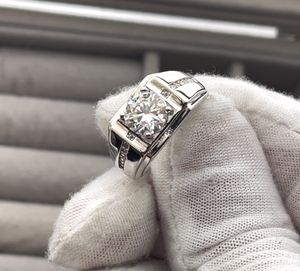 2.0ct Moissanite Ring | Mens Moissanite Ring | Mens Moissanite Diamond Engagement Ring