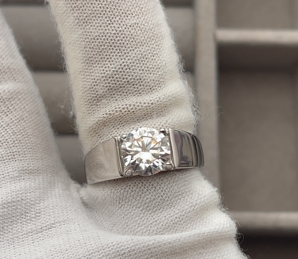 Mens Moissanite Diamond Engagement Ring