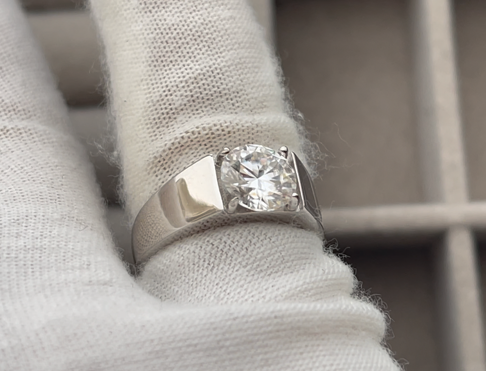 Mens Moissanite Diamond Engagement Ring