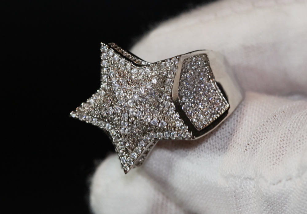 Iced out ring | Star Ring | Diamond Star Ring | Star Shaped ring | Star Rings | Iced Out Star Ring