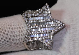 Iced out ring | Star Ring | Baguette Diamond Star Ring | Iced Out Star Ring