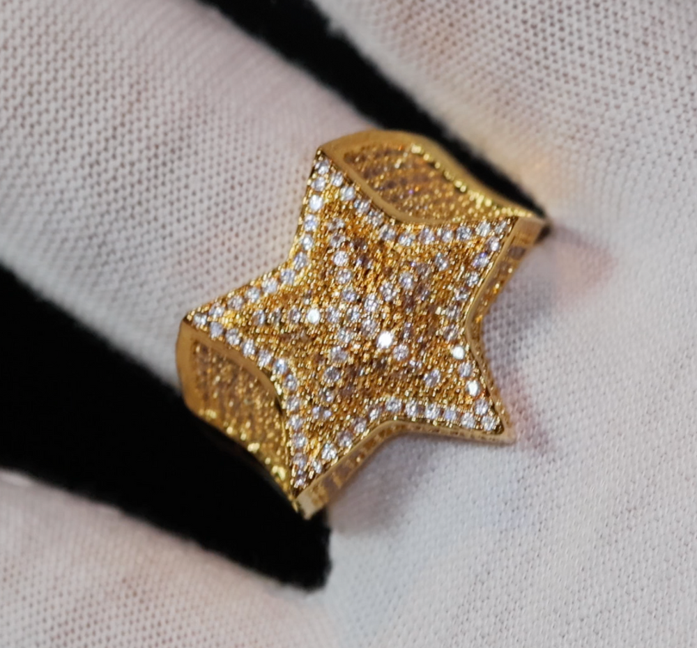 Gold Iced Out Star Ring