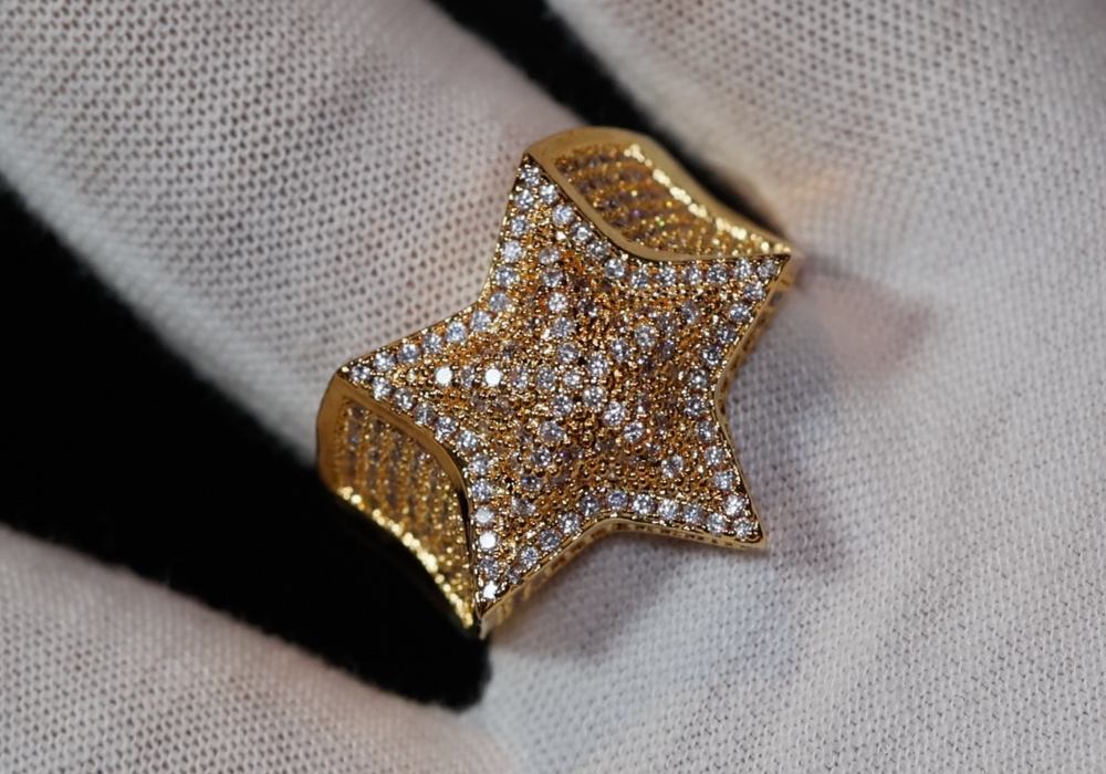 Iced Out Star Ring | Star Ring | Diamond Star Ring | Star Shaped ring | Iced Out Star Ring | Gold Iced Out Star Ring | Big Star Ring