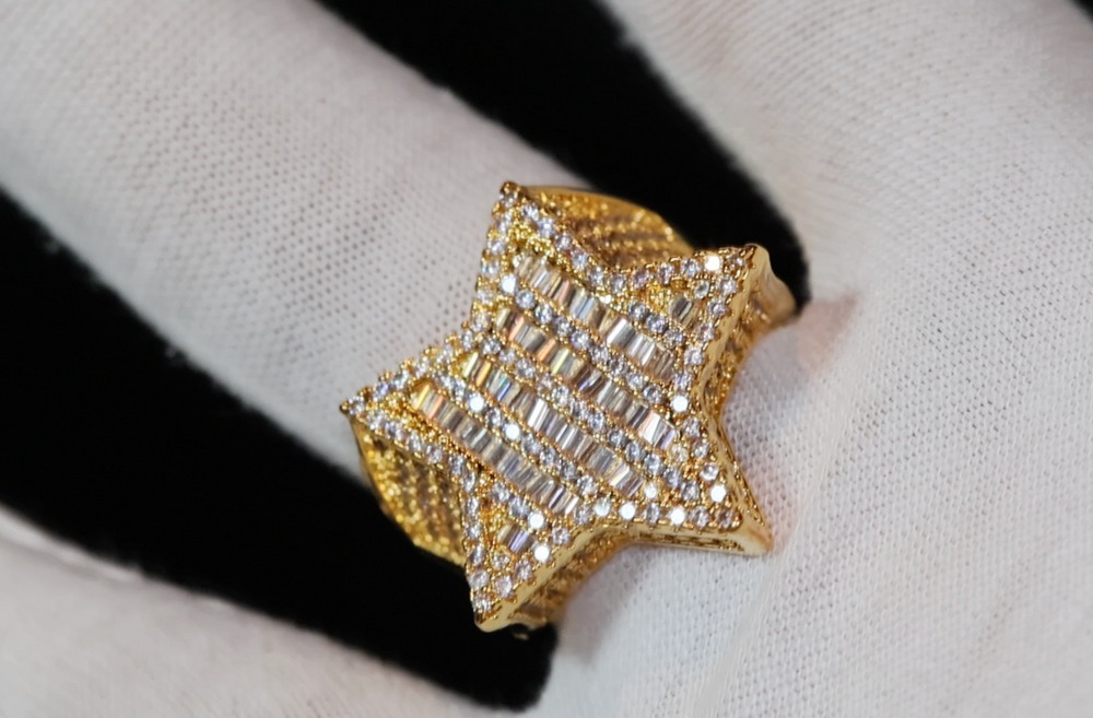 mens Iced Out Star Rings