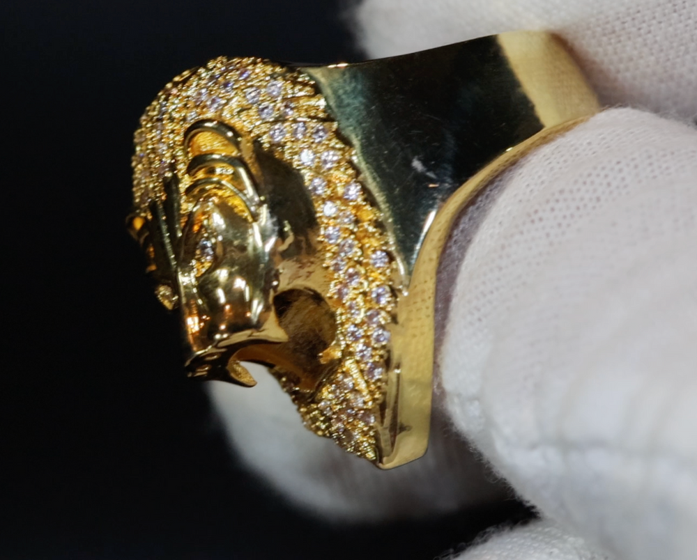 Iced out ring | Lion Ring | Diamond Lion Ring | Leo ring | Lion rings | Iced Out Lion Ring | Sphinx ring | Mens Gold Ring | Big Gold Ring