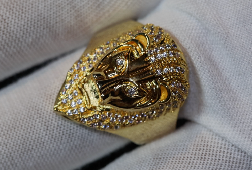 Iced out ring | Lion Ring | Diamond Lion Ring | Leo ring | Lion rings | Iced Out Lion Ring | Sphinx ring | Mens Gold Ring | Big Gold Ring