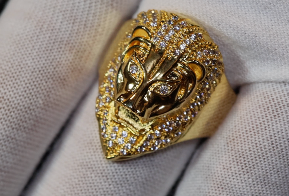 Iced out ring | Lion Ring | Diamond Lion Ring | Leo ring | Lion rings | Iced Out Lion Ring | Sphinx ring | Mens Gold Ring | Big Gold Ring