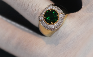 Green Diamond Ring | Emerald Green Diamond Ring | Iced Out Ring | Green Engagement Ring | Mens Green Diamond Ring | Big Diamond Ring