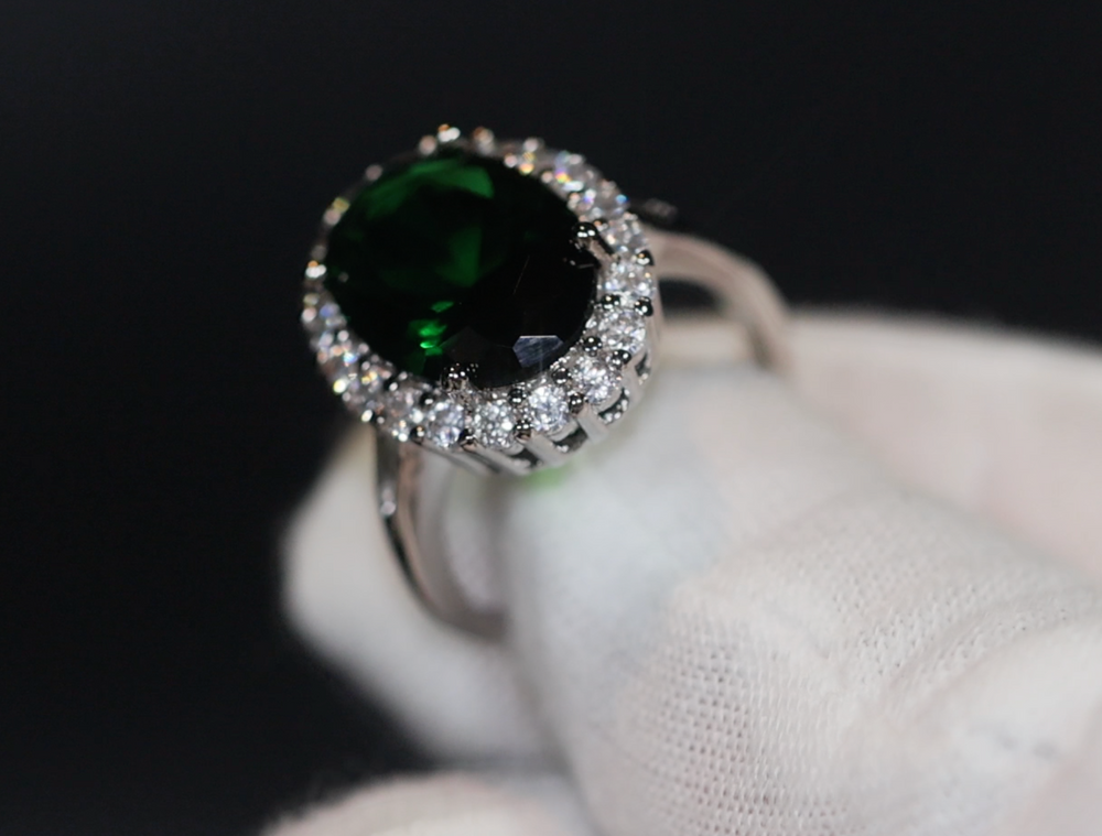 Green Diamond Ring, Emerald green oval diamond ring