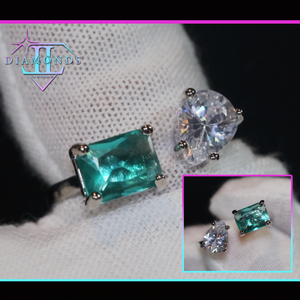 Emerald green diamond ring