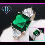 Emerald Green Engagement Diamond Ring