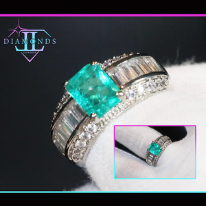 green diamond baguette ring