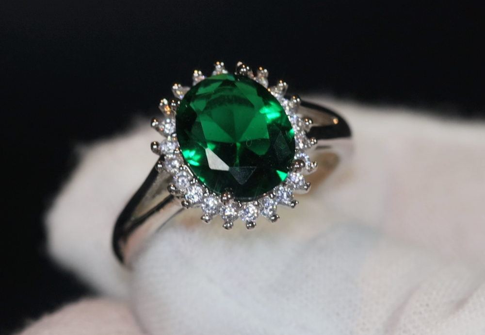 Green Ring Add Green Diamond Ring | Green Diamond Engagement Ring | Emerald Green Ring ...