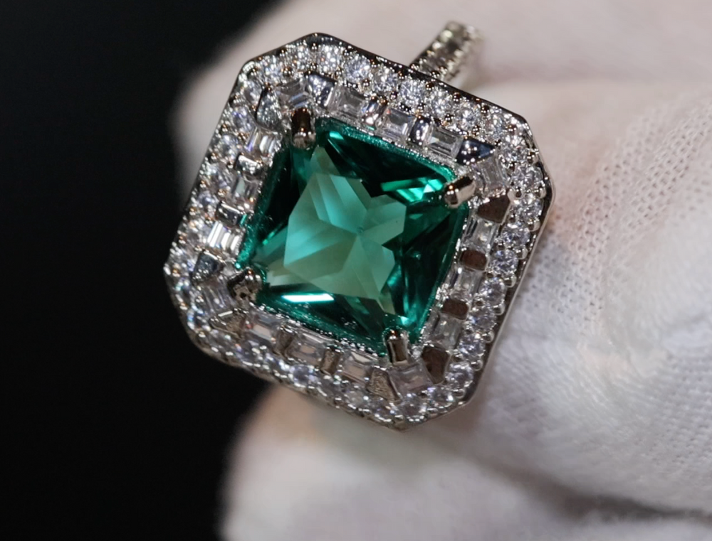 Womens Green Diamond Ring | Big Green Diamond Engagement Ring |  Princess Cut Engagement Ring | Emerald Diamond Ring | Tourmaline Ring