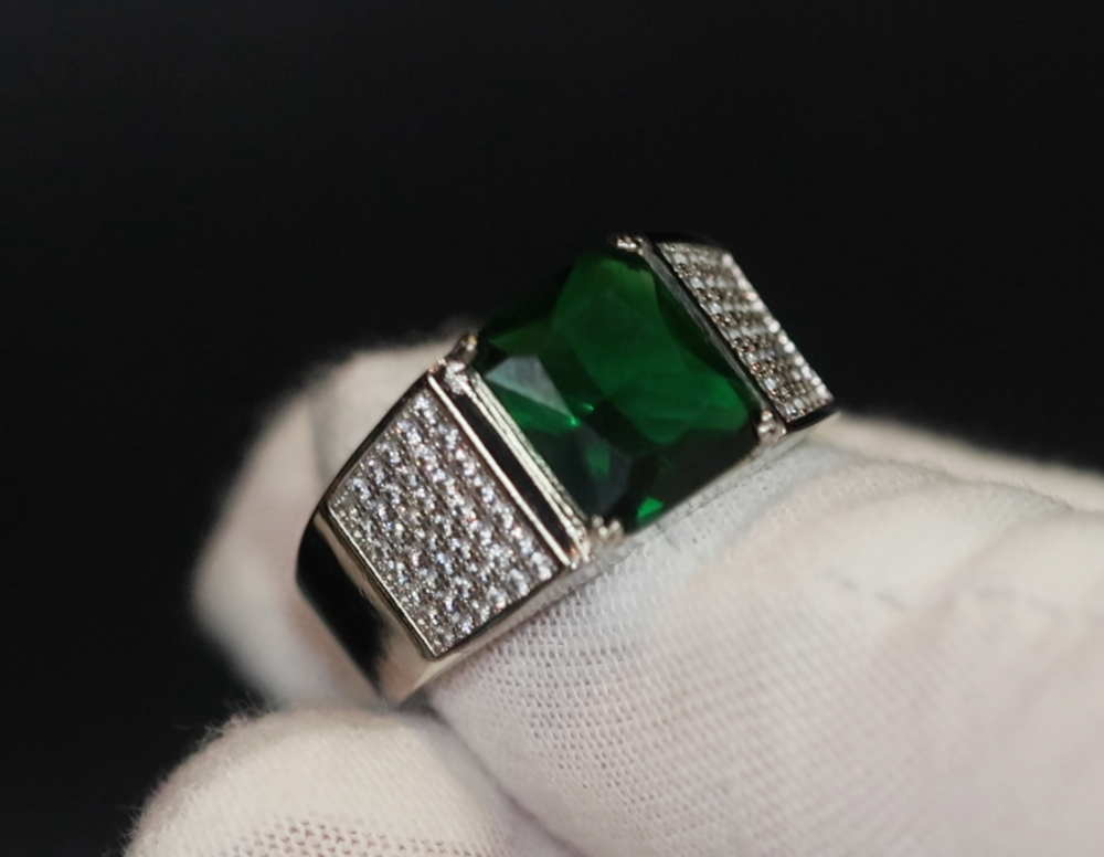
            
                Load image into Gallery viewer, Mens Green Diamond Ring | Emerald Green Diamond Ring | Iced Out Ring | Green Diamond Ring
            
        