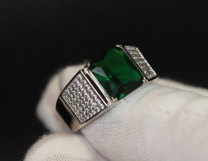 Mens Green Diamond Ring | Emerald Green Diamond Ring | Iced Out Ring | Green Diamond Ring