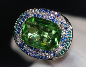 Womens Big Green Diamond Ring | Statement Ring | Green Diamond Ring | Womens Big Diamond Ring