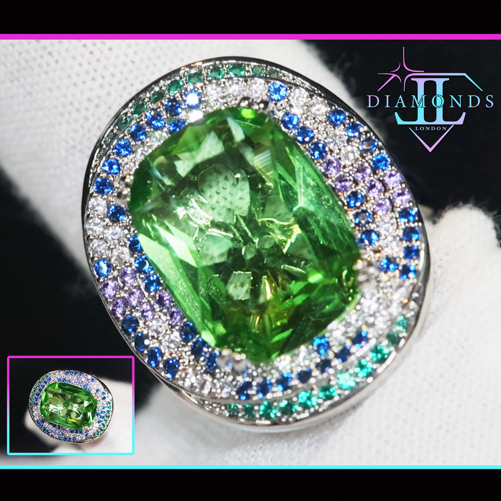 Womens green diamond ring