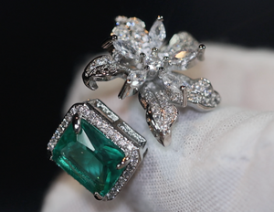 Green diamond flower ring