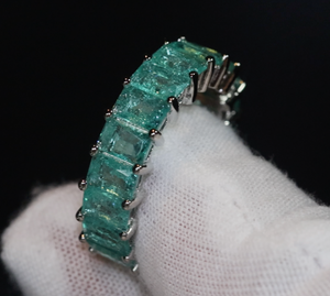 Eternity Ring | Green Diamond Ring | Green Diamond Engagement Rings | Friendship Ring | Baguette Ring | Womens Eternity  Ring | Tennis Ring