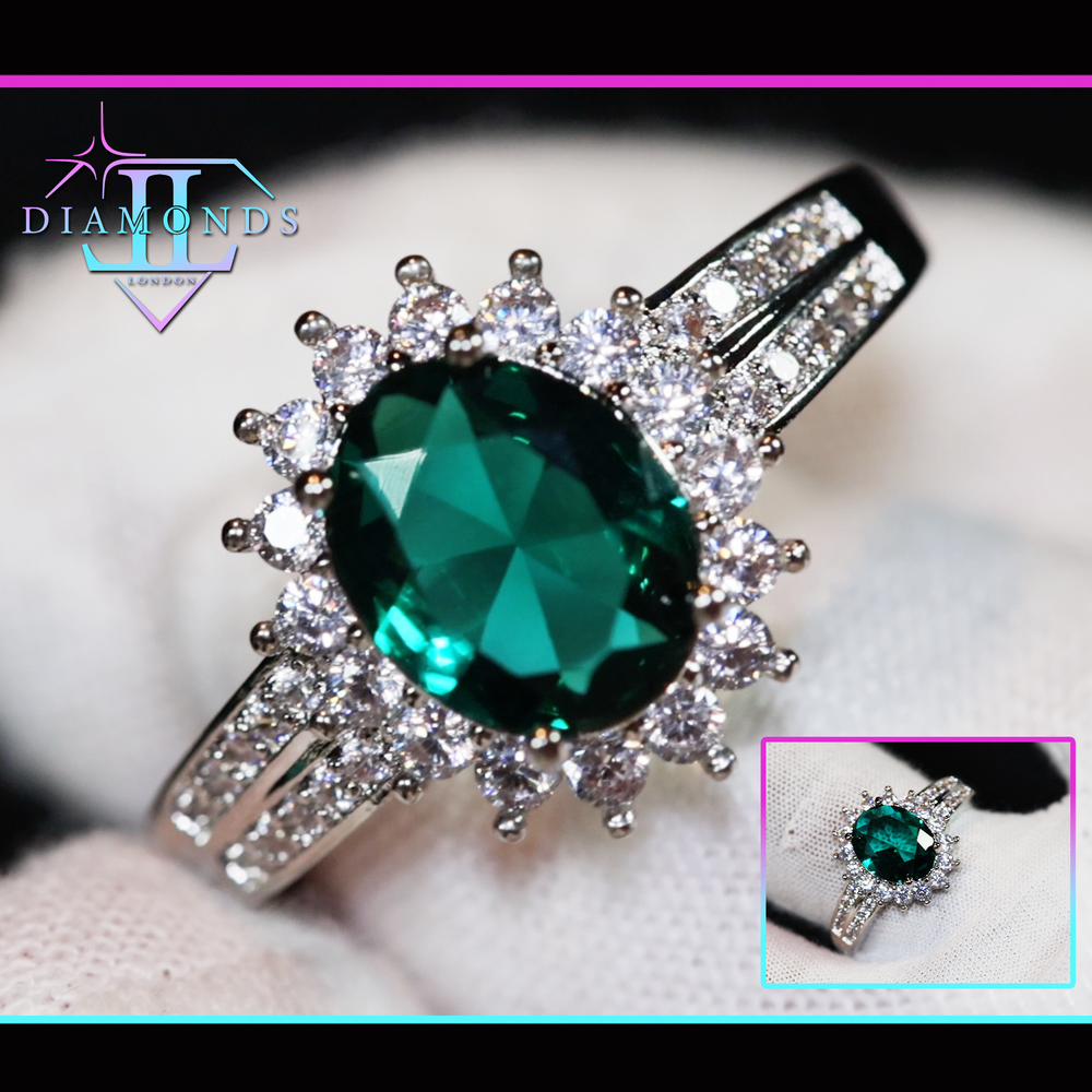 Green diamond engagement ring