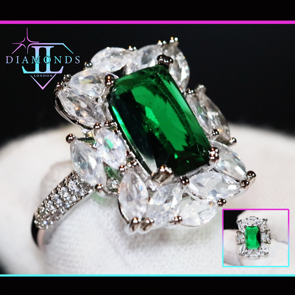 Emerald green diamond ring