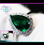 teardrop green diamond ring