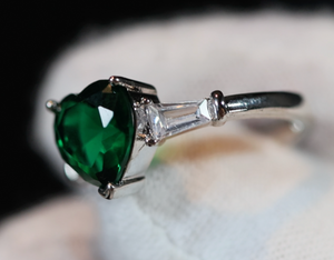 Green Diamond Heart Ring | Womens Green Diamond Ring