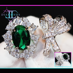 Green diamond ribbon ring