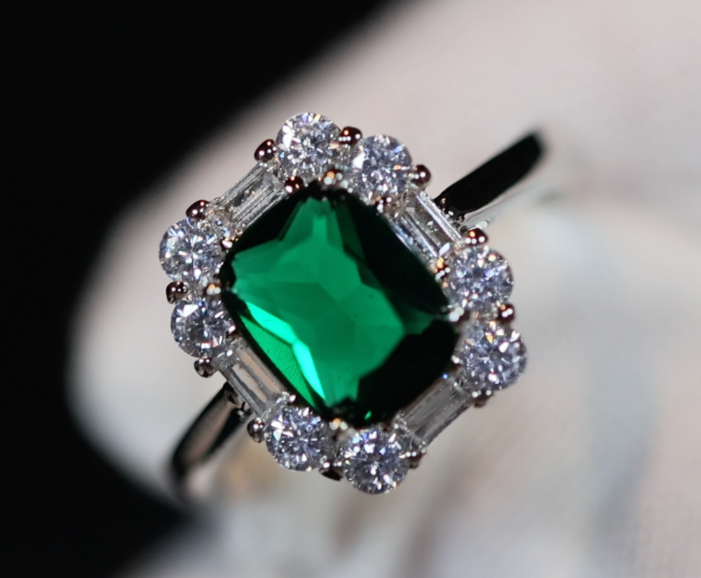 Green Diamond Engagement Ring