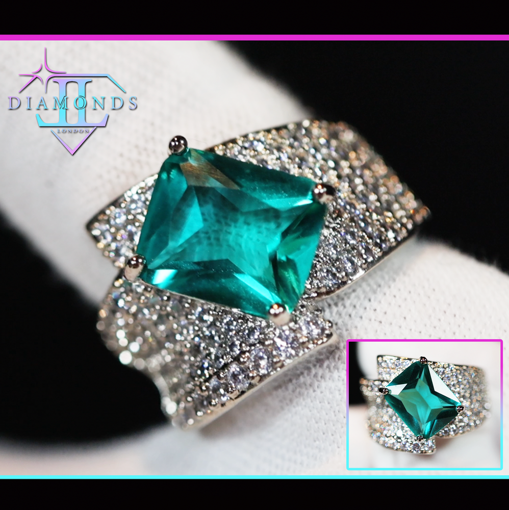 Aquamarine Green Diamond Ring