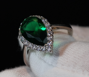 Green Diamond Ring | Green Pear Cut Diamond Ring