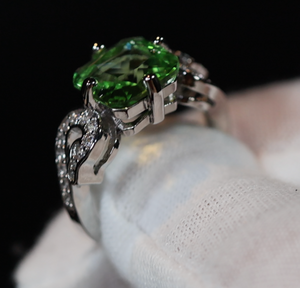 Green Diamond Ring | Womens Promise Rings | Love Ring | Gift for Wife