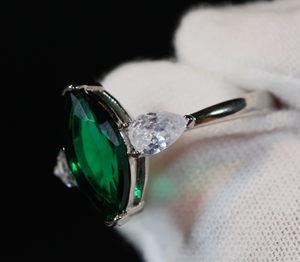 Green Diamond Ring, Green marquise diamond ring, Emerald green diamond ring