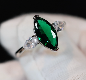 Green Diamond Ring, Green marquise diamond ring, Emerald green diamond ring