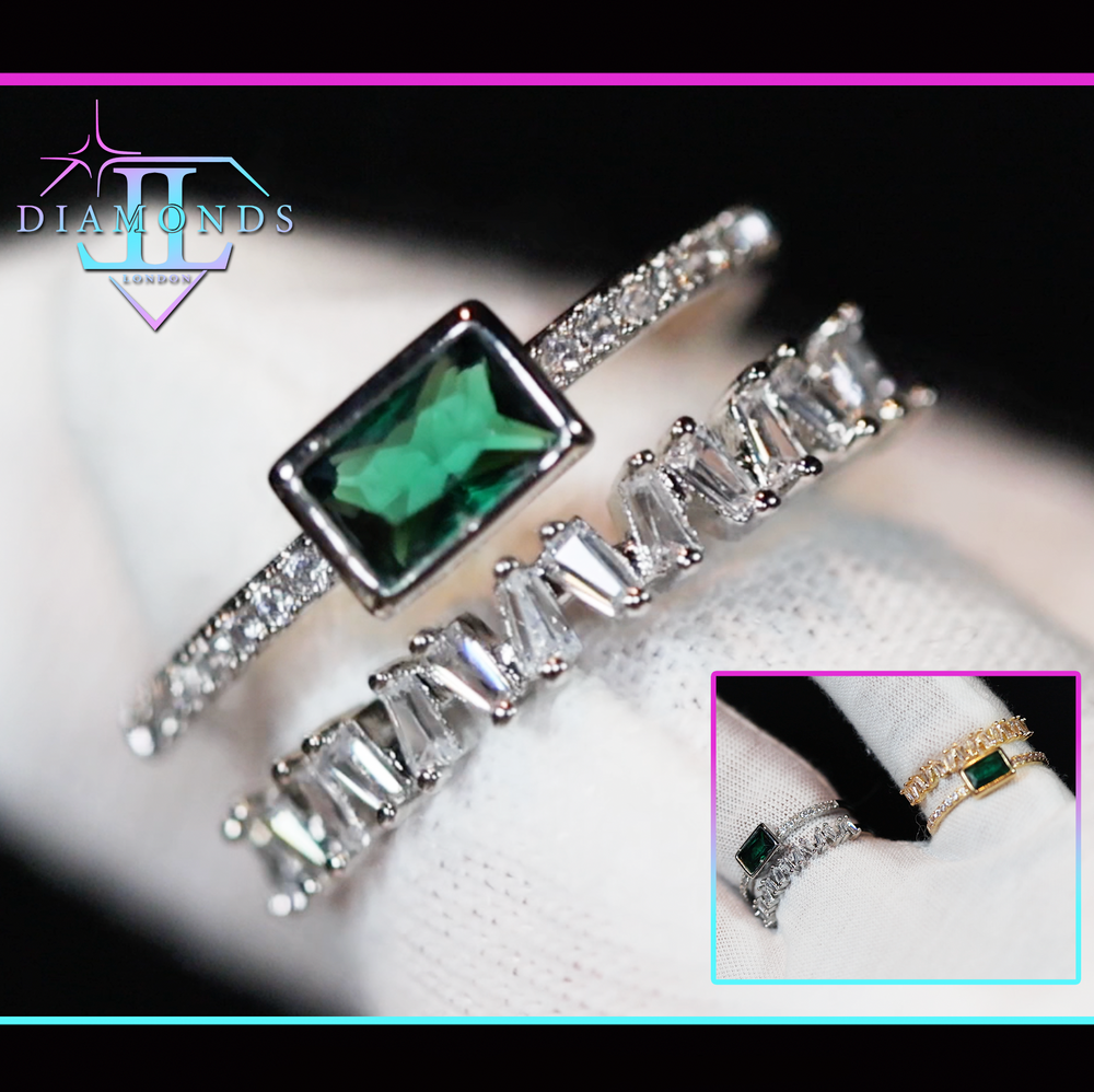 Green diamond rings