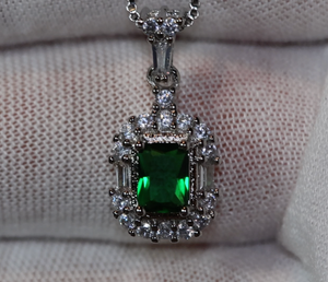 Green Diamond Necklace | Emerald Pendant