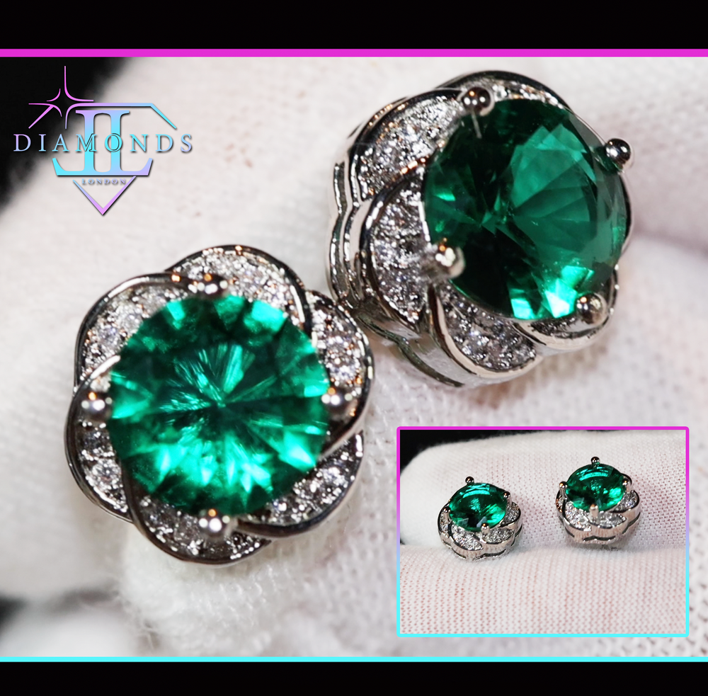 round green diamond ear studs