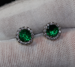 Green Diamond Ear Studs