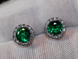 Green Diamond Ear Studs
