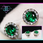 Mens green diamond ear studs