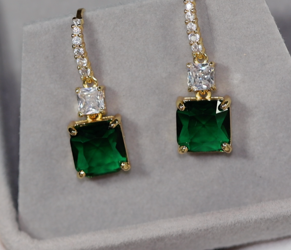 Green Diamond Earrings | Womens Diamond Green Earrings