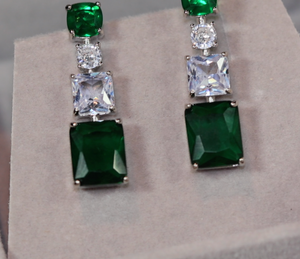 Green Diamond Earrings | Emerald Green Earrings | Emerald Diamond Earrings | Classy Earrings | Womens Earrings | Emerald Earrings