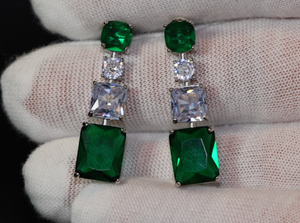 Green Diamond Earrings | Emerald Green Earrings | Emerald Diamond Earrings | Classy Earrings | Womens Earrings | Emerald Earrings