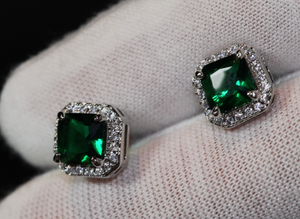 Green Diamond Earrings | Emerald Green Ear Studs
