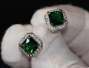 Green Diamond Earrings | Emerald Green Ear Studs