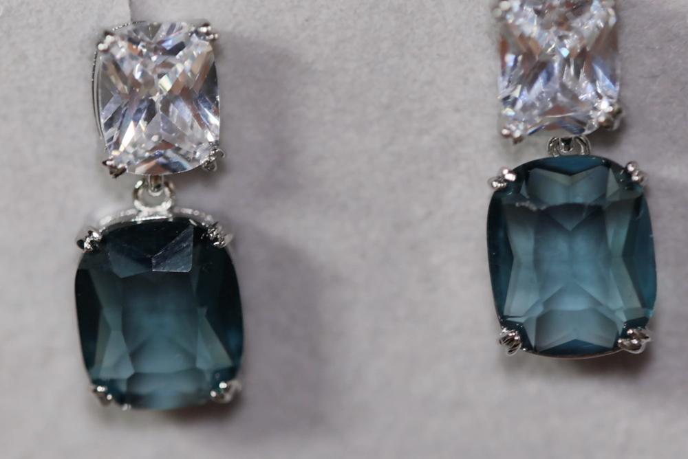 Teal blue diamond earrings | Green Diamond Earrings | Blue Diamond Earrings