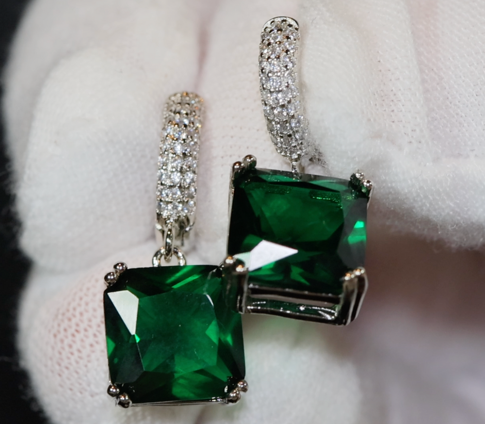 Green Diamond Earrings | Green Diamond Hoop Earrings