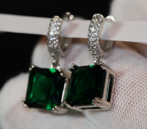 Green Diamond Earrings | Green Diamond Hoop Earrings