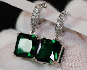 Green Diamond Earrings | Green Diamond Hoop Earrings